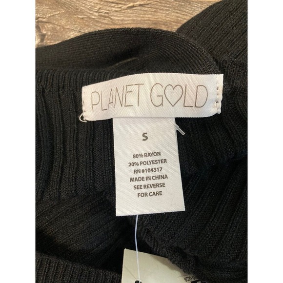 NWT Planet Gold Black Beauty Open V Neck Ribbed Blouse Top Size Small - Picture 5 of 7